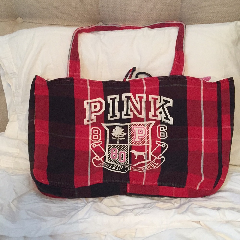 Pink Victoria Secret tote bag.